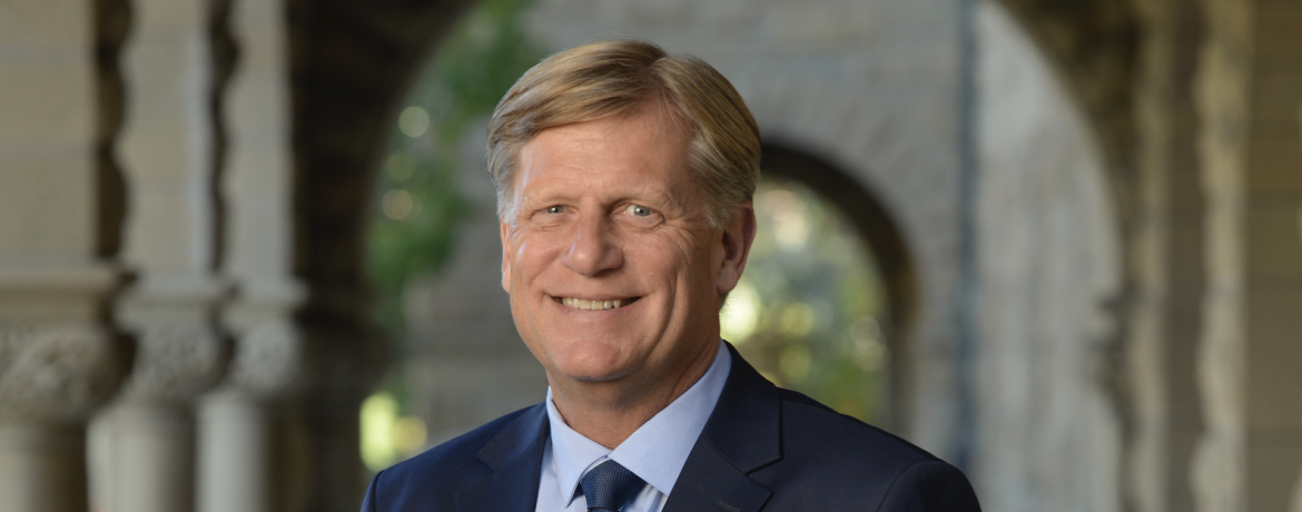 Michael McFaul by Encina Hall at Stanford University